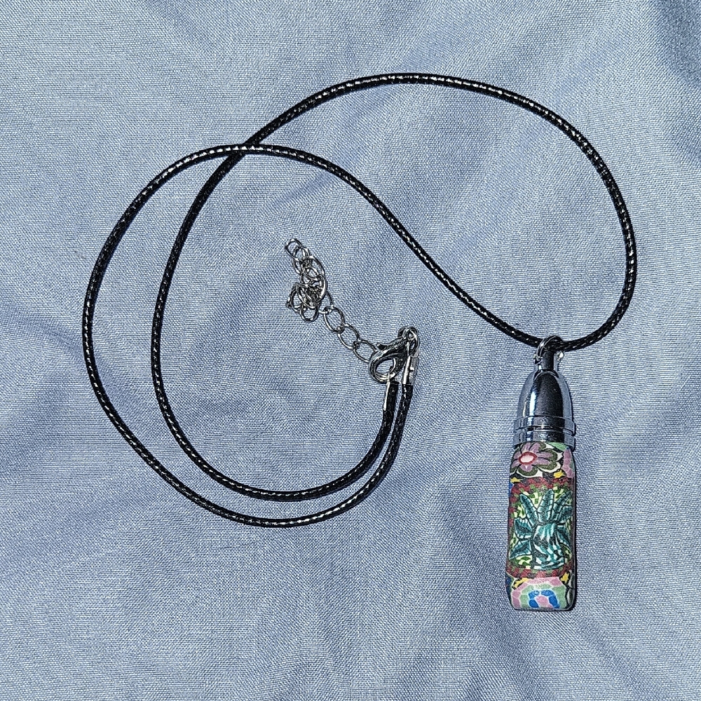 Colorful Pendant Necklace with Black Cord